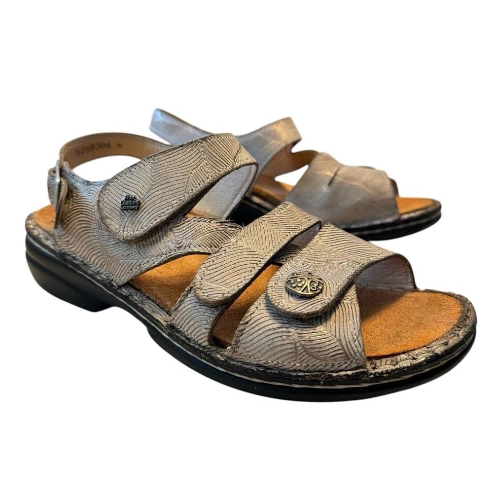 Finn Comfort Women’s Silver Gomera Slingback leather Sandals Shoes Size 38 7-7.5